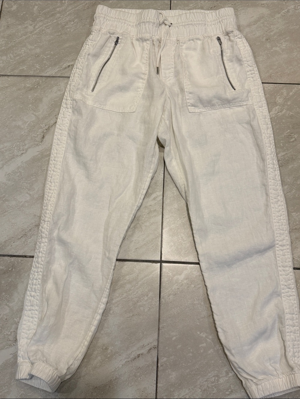 Athleta White Linen Jogger Pants - Size 4 like new